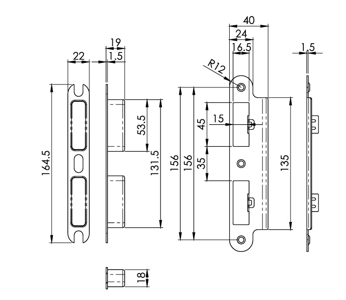 Carlisle Brass Eurospec DIN DLX Radius Bathlock - 60mm