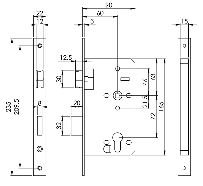 Carlisle Brass Eurospec DIN DLX European Cylinder Sashlock Technical 1