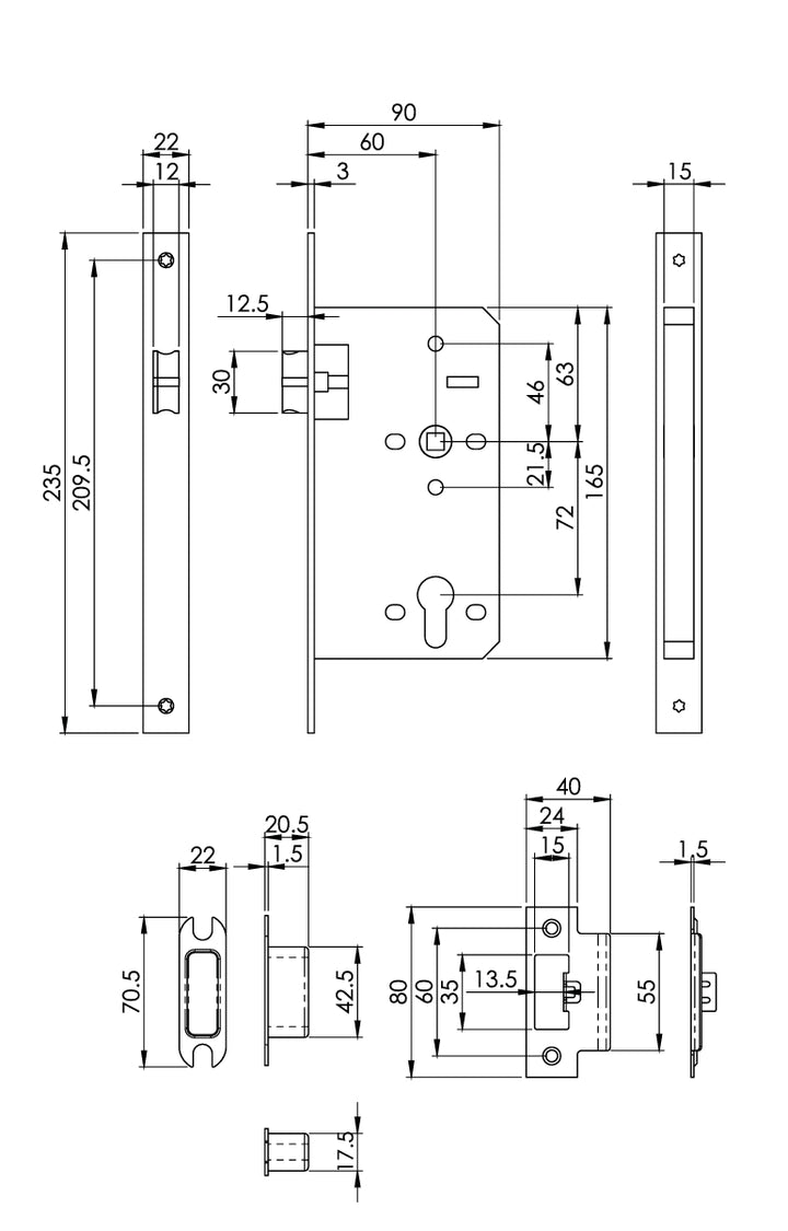 Carlisle Brass Eurospec DIN DLX European Latch Technical
