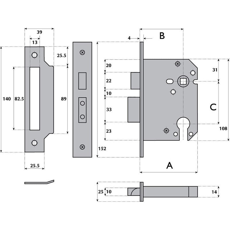 Imperial Locks E7000 Euro Profile Cylinder Sashlock - Standard Spring