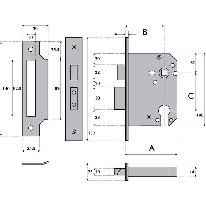 Imperial Locks E7000 Euro Profile Cylinder Sashlock - Standard Spring