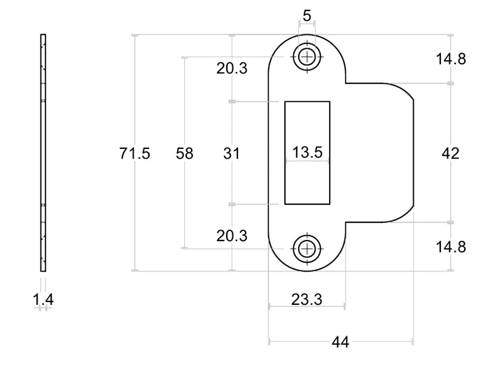 Formani Basics LBSPASFC Radiused Latch Strike Plate
