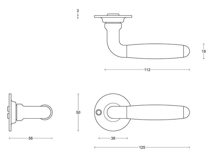 Timeless 1932GRR50 sprung lever handle set