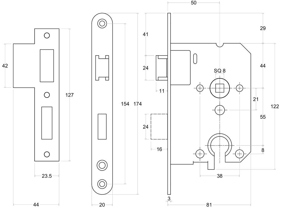 Formani Basics LBLA-Y55 Cylinder Sashlock - 50mm