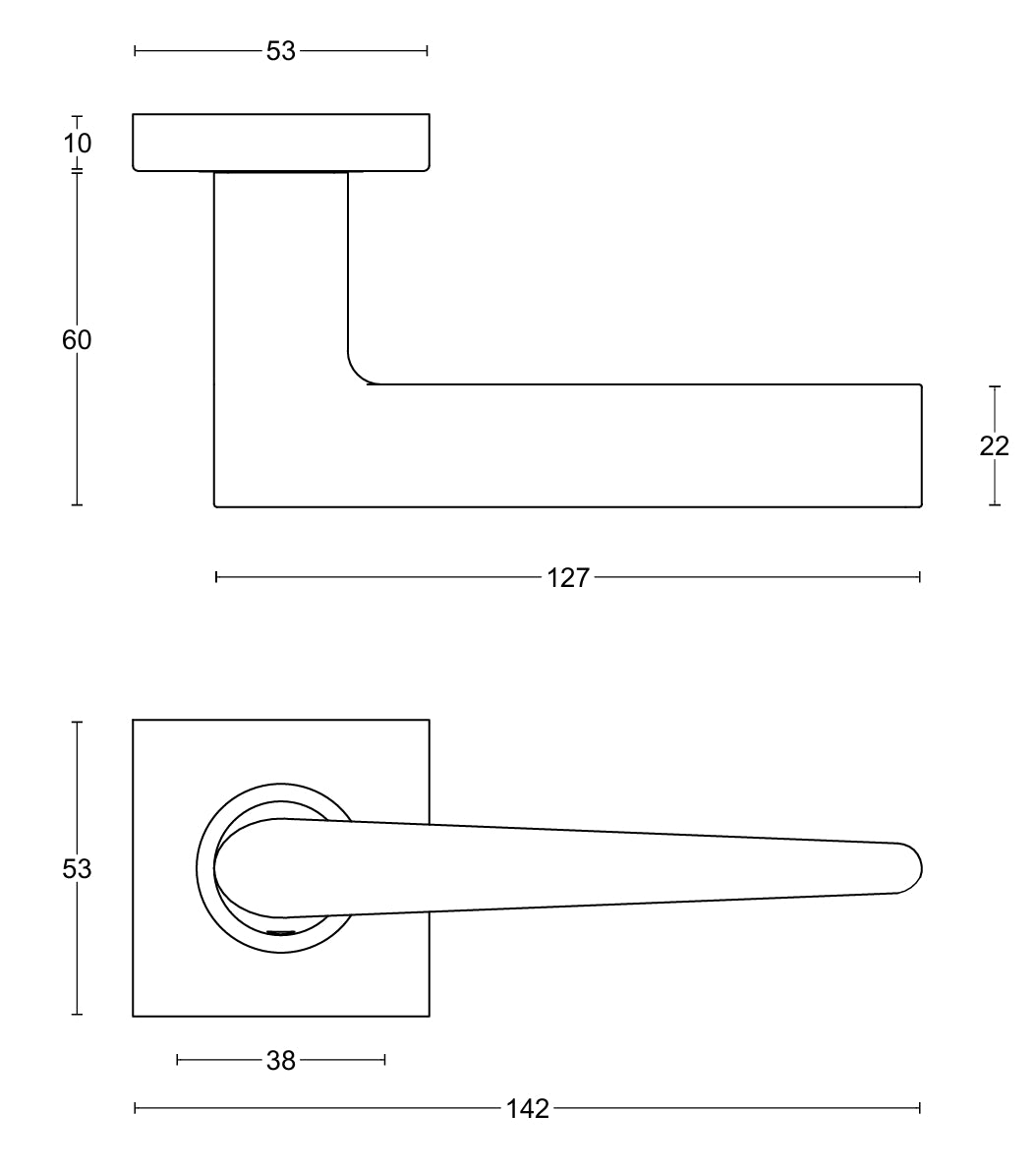 Basics LB21H-BSQ Lever Handle Set