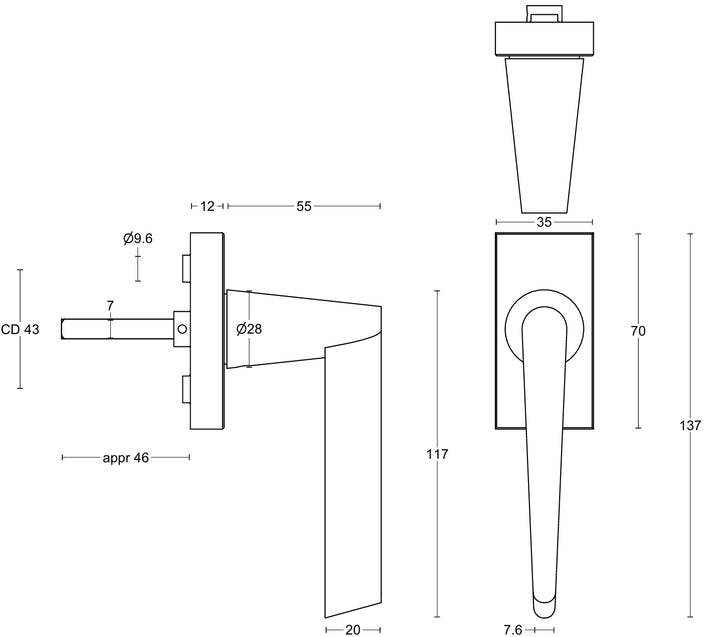 CONE OH102-DK Window Handle