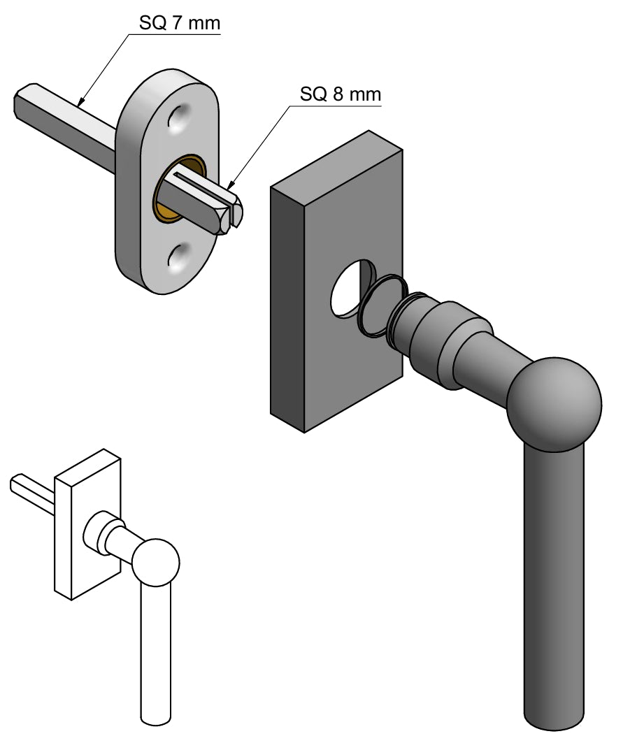 Formani Ferrovia FVL100-DK Window Handle Technical Picture