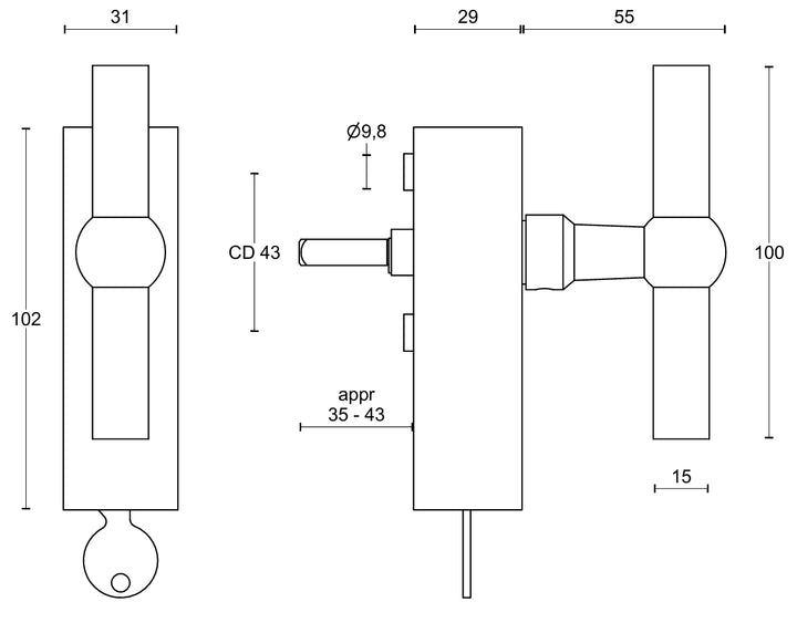 FORMANI FVT100-DKLOCK TECHNICAL DRAWING
