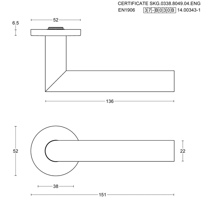 Basics LB2-22 lever handle set