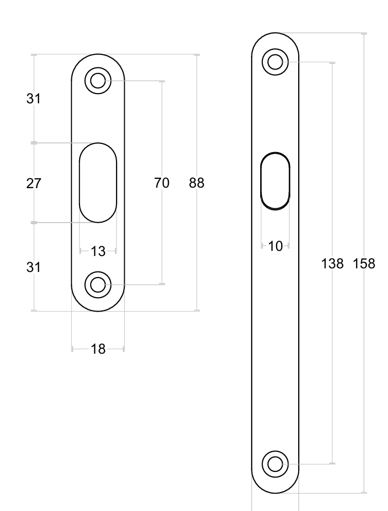 Formani Basics LBLSDA Sliding WC Deadbolt technical drawing 2
