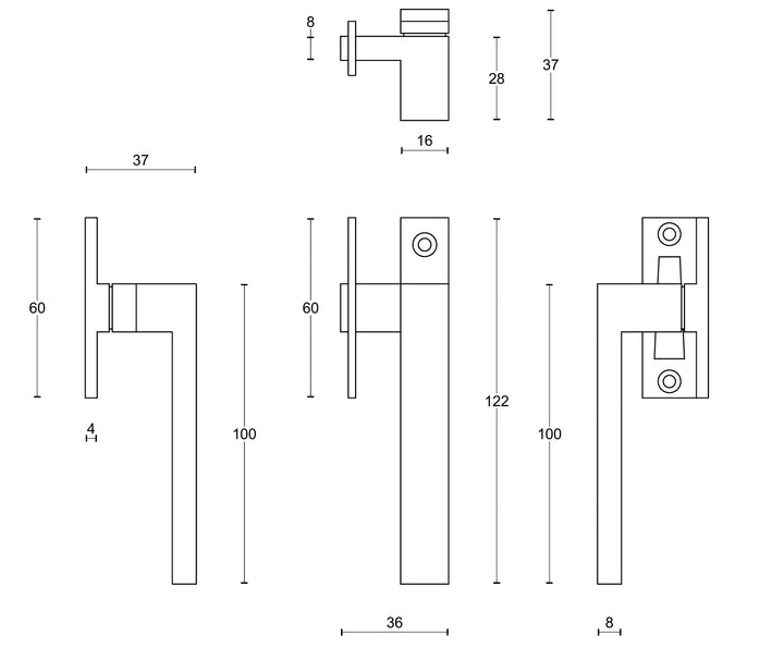 Square LSQ-RB casement fastener