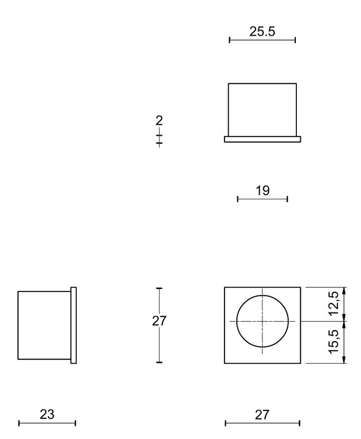LSQ27 Square Flush Fingertip Edge Pull