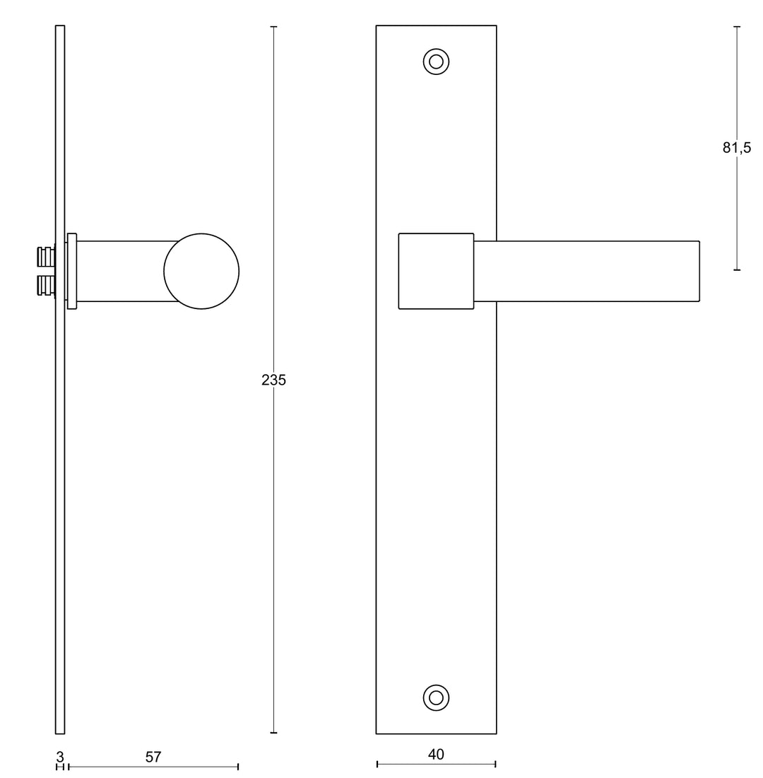 Formani Piet Boon One PBL20P236 lever handle on plate technical drawing - itfitz