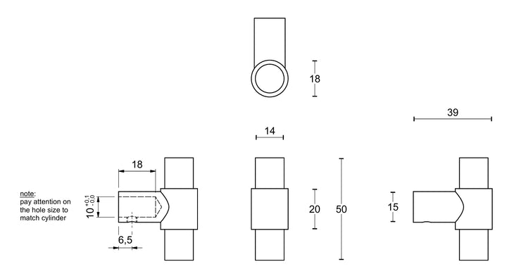 Formani Piet Boon One PBKY Cylinder Knob technical drawing