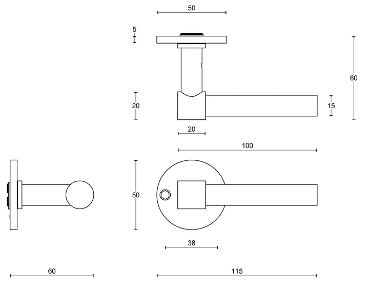 Piet Boon PBL15/50 lever handle set