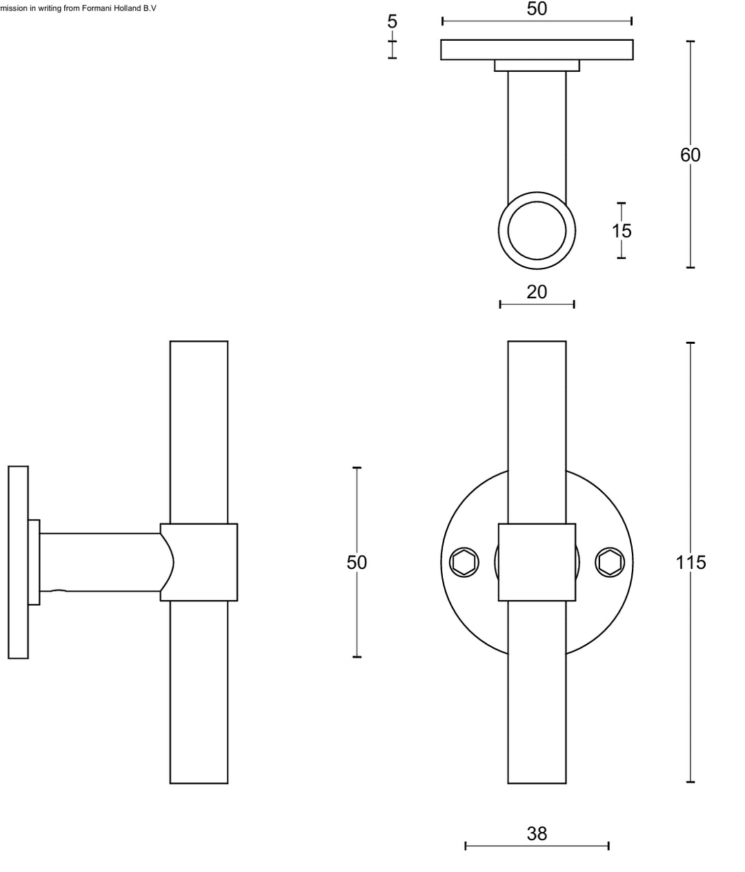 Piet Boon PBT15XL/50 lever handle set