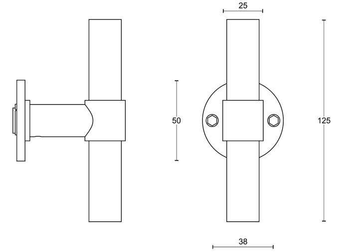 Piet Boon One PBTXL20/50 Lever Handle Set technical drawing 1