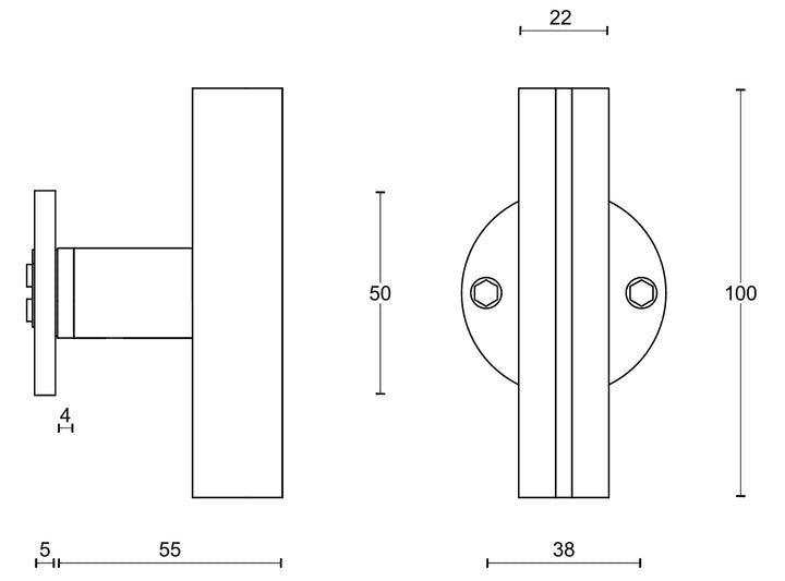Piet Boon PBT22/50 Stainless Steel Oak Lever Handle Technical Picture 1