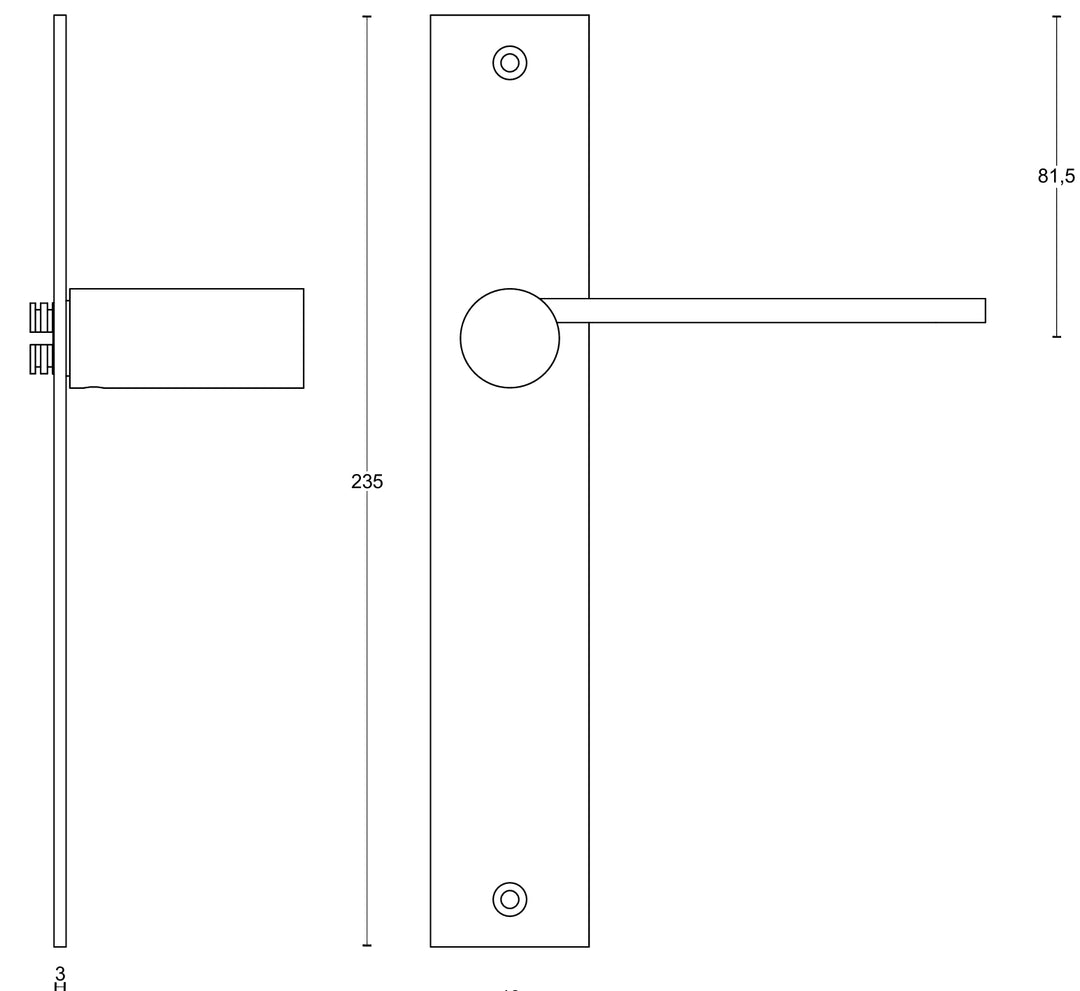 Formani Tense BB102P236 Lever Handle on Plate technical drawing - itfitz