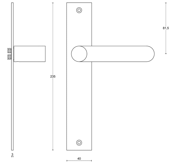 Formani Tense BB103P236 Lever Handle on Plate technical drawing - itfitz