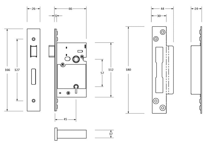 From the Anvil Heavy Duty BS3621 2½" 5 Lever Sashlock - 45/66mm
