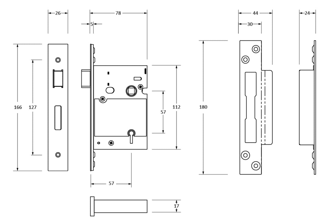 From the Anvil Heavy Duty BS3621 3" 5 Lever Sashlock - 57/78mm