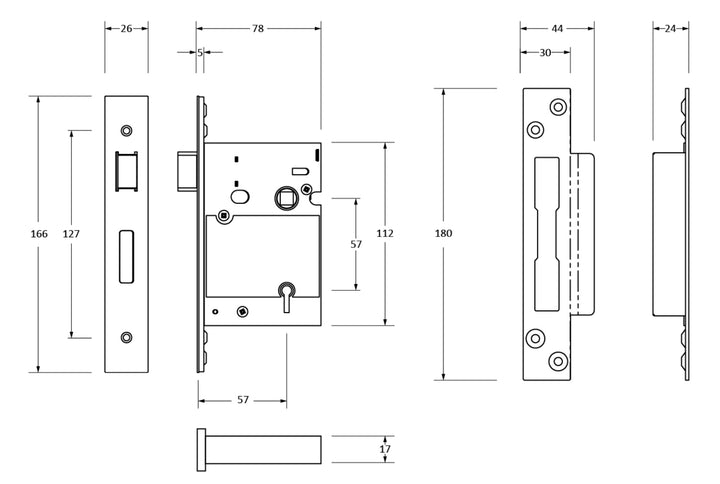 From the Anvil Heavy Duty BS3621 3" 5 Lever Sashlock - 57/78mm