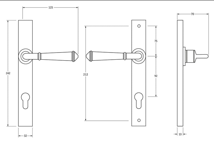 FROM THE ANVIL AVON SLIMLINE ESPAGNOLETTE  TECHNICAL DRAWING