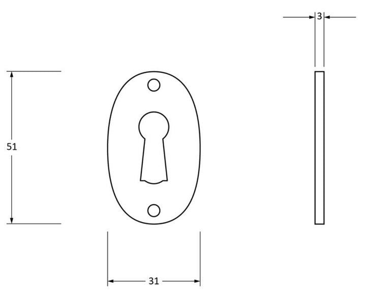 From the Anvil Oval Escutcheon - Without Cover technical drawing - itfitz