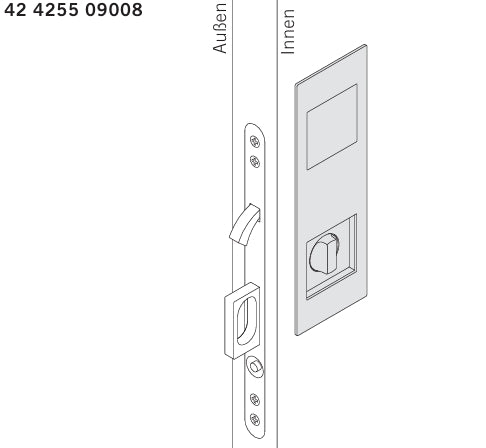 FSB 4255 Bathroom Flush Sliding Door Lock Kit with Edge Pull