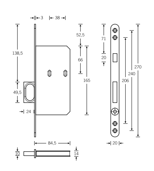 FSB 4255 Flush Sliding Door Kit with Edge Pull