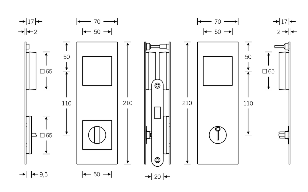 FSB 4255 Bathroom Flush Sliding Door Kit