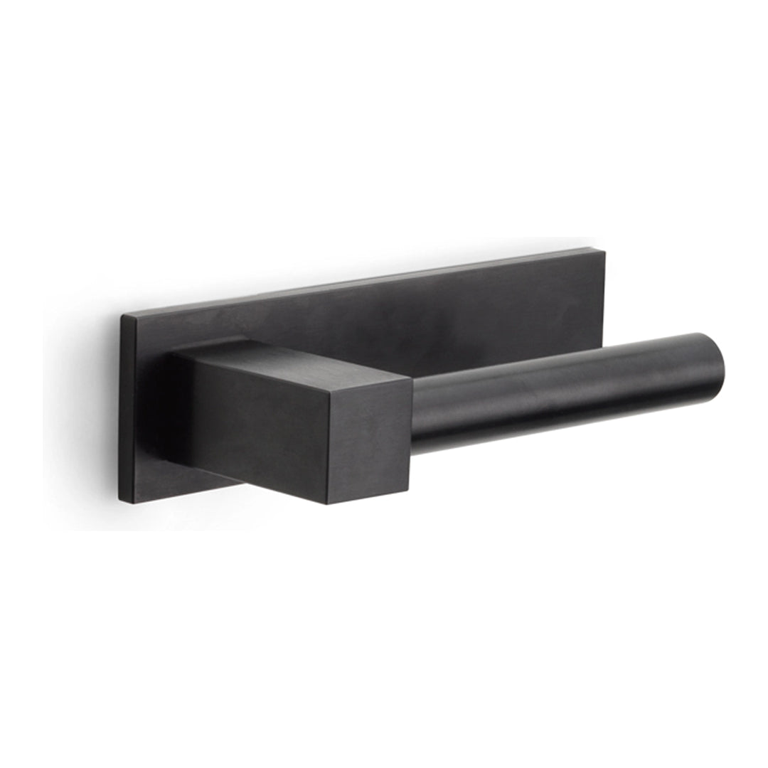 Dark PVD lever handle set with rectangular grip and backplate
