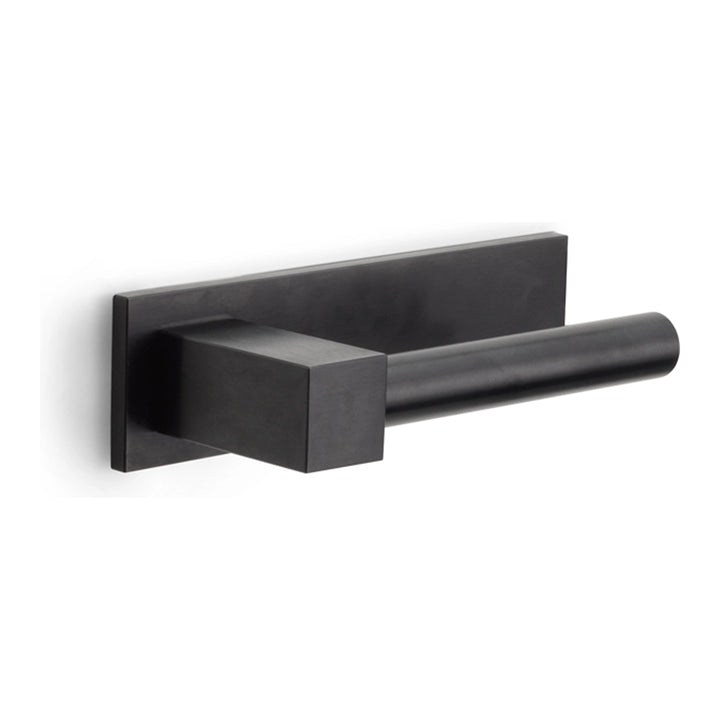 Dark PVD lever handle set with rectangular grip and backplate