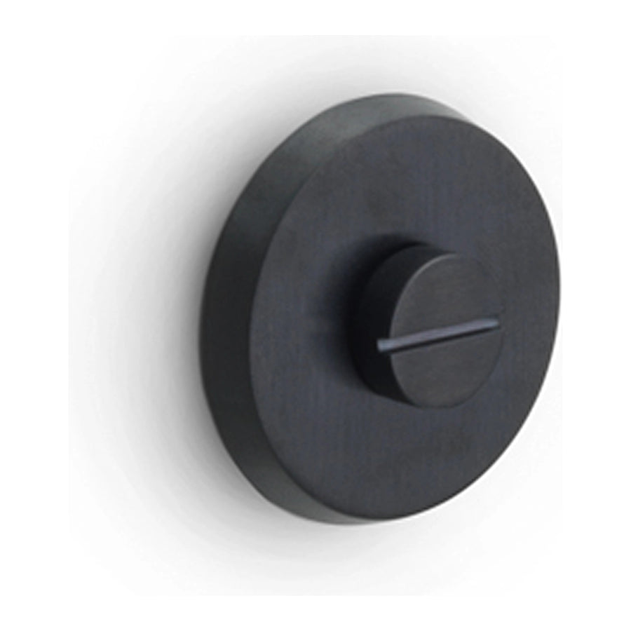 Satin black privacy turn-and-release set with round thumb turn and latch detail