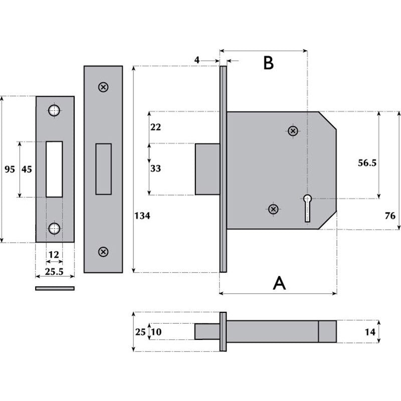 Imperial Locks G3004 3 Lever Deadlock - Keyed Alike