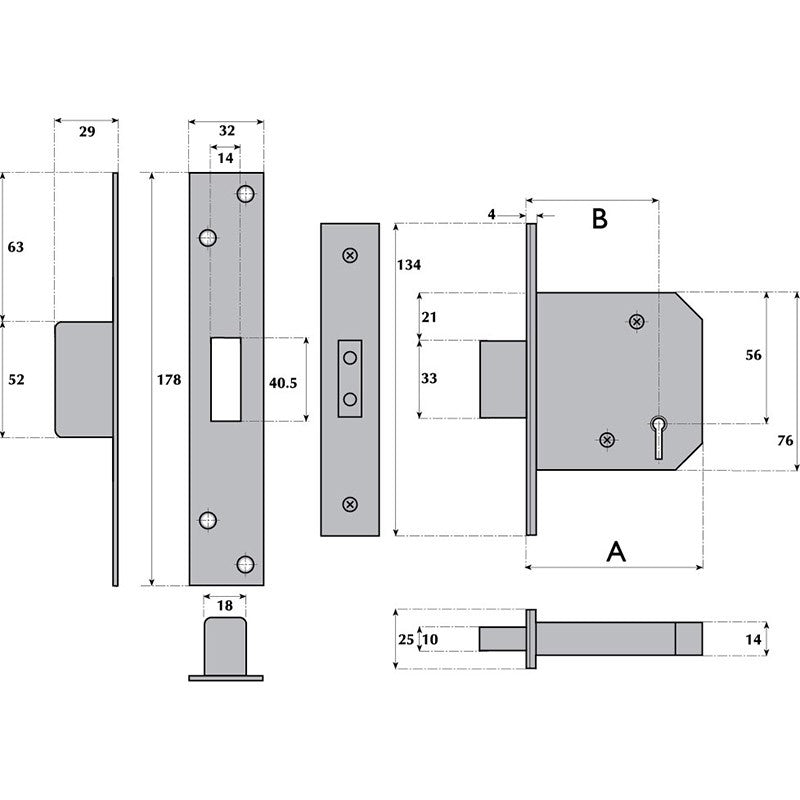 Imperial Locks G5054 BS3621 5 Lever Deadlock - Keyed Alike
