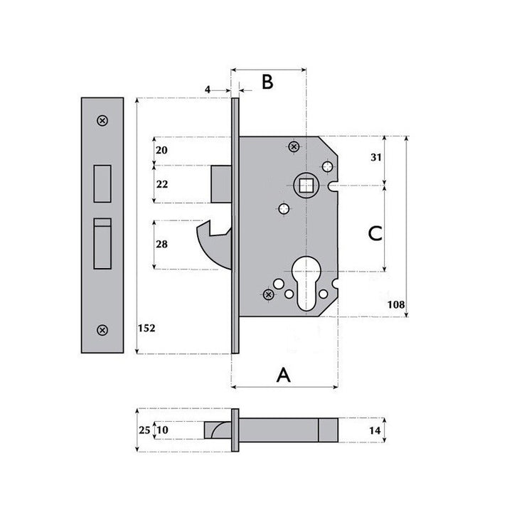 Imperial Locks G7005 Sliding Europrofile Cylinder Hookbolt Lock