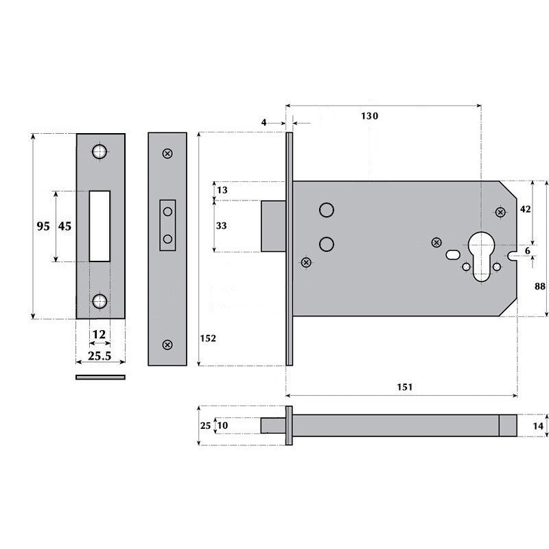 Imperial Locks G7014 Horizontal Euro Profile Cylinder Deadlock