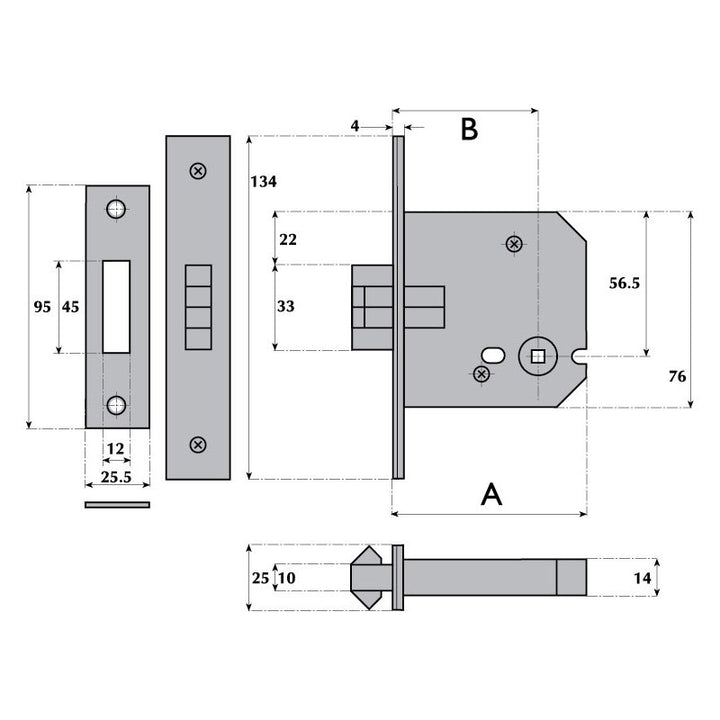 Imperial Locks G8028 Sliding WC Deadbolt - 5mm