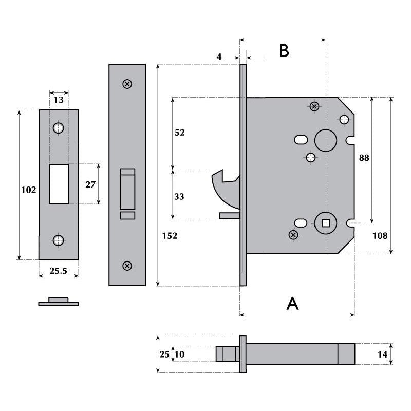 Imperial Locks G8055 Sliding WC Hookbolt Lock - 5mm
