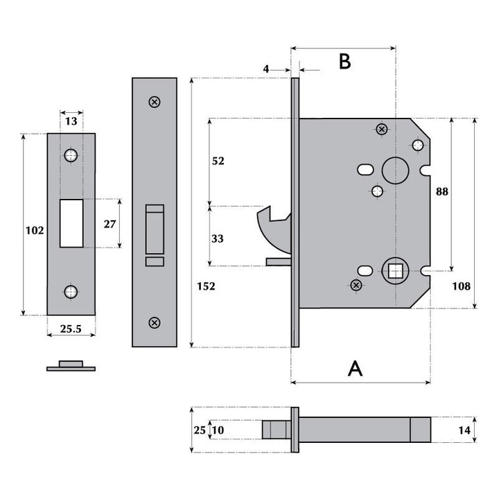 Imperial Locks G8056 Sliding WC Hookbolt Lock - 8mm