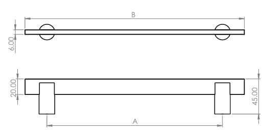 Hard and Ware CPH12 Cabinet Pull handle Technical Drawing