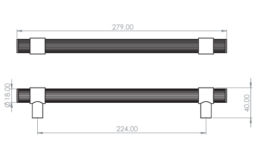 Hard and Ware CPH11 Cabinet Pull handle Technical Drawing