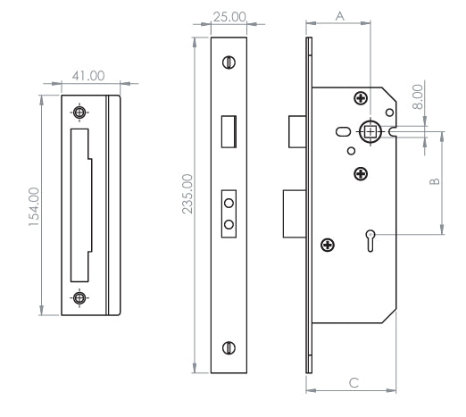 Hard and Ware BCL-5L-KEY 5 Lever Sashlock