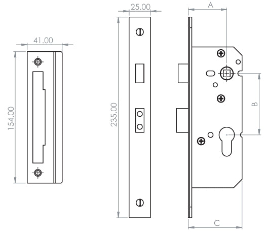 Hard and Ware BCL-EURO Euro Profile Cylinder Sashlock