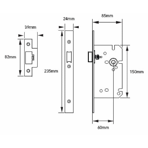 Carlisle Brass Easi-T DIN Square Latch - 60mm