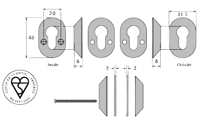 Imperial Locks G7134 BS3621 Kitemarked Cylinder Deadlock