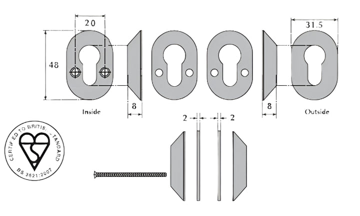 Imperial Locks G7134 BS3621 Kitemarked Cylinder Deadlock