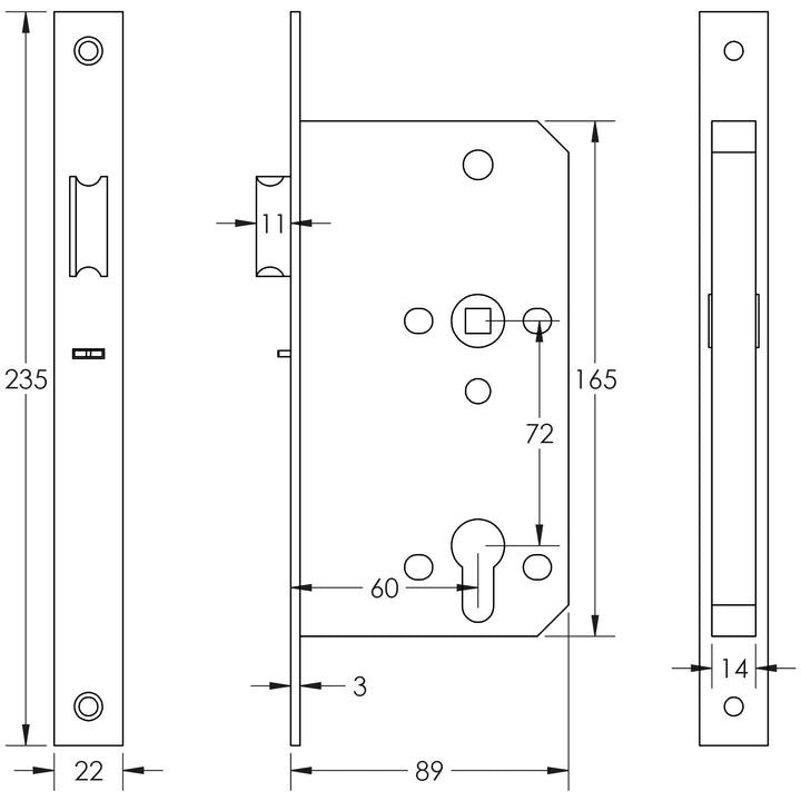 Frelan Jedo European DIN Square Cylinder Nightlatch - itfitz